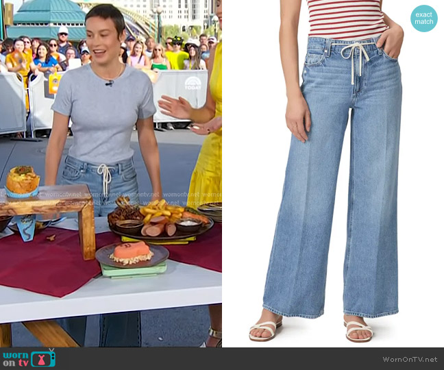 Paige Zoey Tie Waist Wide Leg Jeans worn by Brie Larson on Today