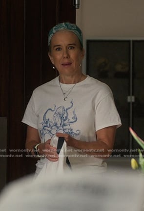 Patrice’s octopus print tee on Sirens