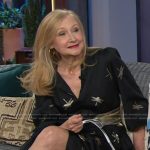 Patricia Clarkson’s black dragon fly embellished dress on The Kelly Clarkson Show