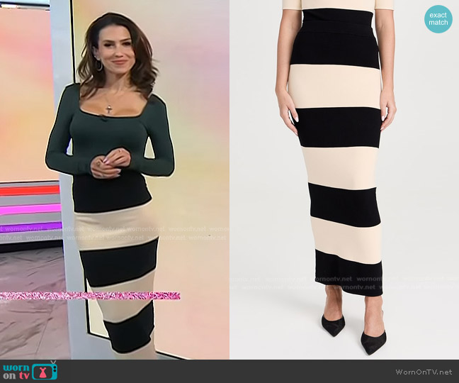 Posse Theo Skirt in Cream & Black worn by Hilaria Baldwin on Today