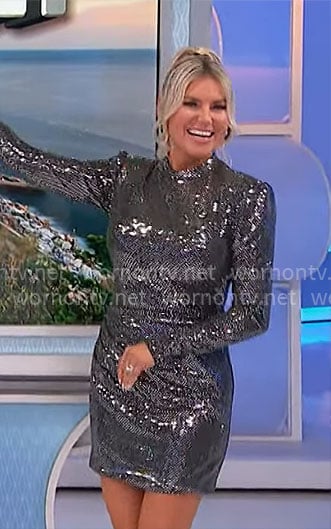 Rachel’s metallic long sleeve dress on The Price is Right
