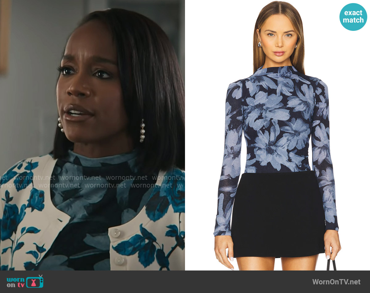 Rails Joelle Top in Midnight Lily worn by Catherine (Aja Naomi King) on Grosse Pointe Garden Society