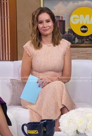 Rebecca’s orange tweed dress on Good Morning America