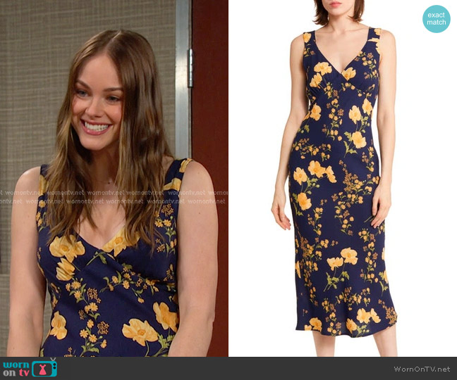 Reformation Beauden Floral Print Sleeveless Maxi Dress in Bernadette worn by Stephanie Johnson (Abigail Klein) on Days of our Lives