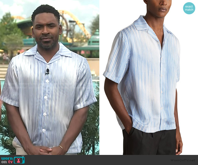 Reiss Mendosa Faded-Stripe Shirt worn by Justin Sylvester on E! News