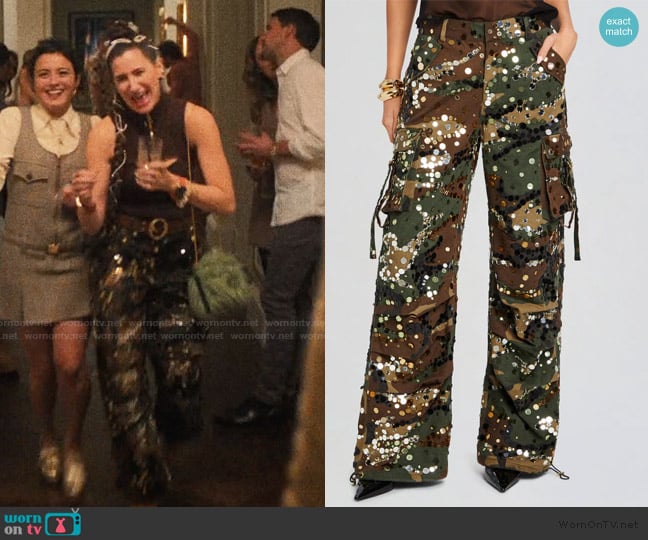 Retrofete Alexia Embellished Pant worn by Maya Mason (Kathryn Hahn) on The Studio