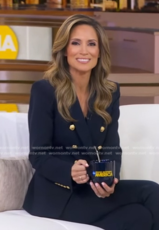 Rhiannon’s navy blazer with gold buttons on Good Morning America