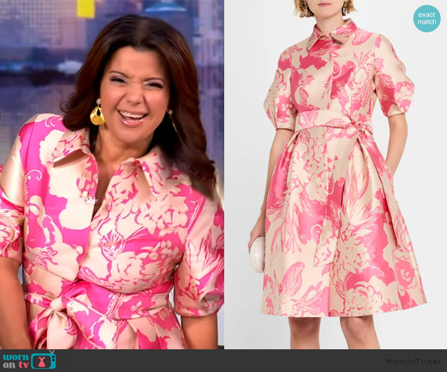 Teri Jon by Rickie Freeman Floral Embossed Dress worn by Ana Navarro on The View