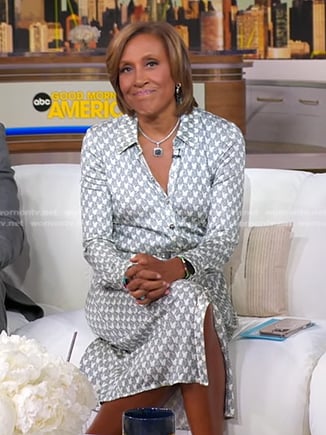 Robin’s grey printed shirtderss on Good Morning America