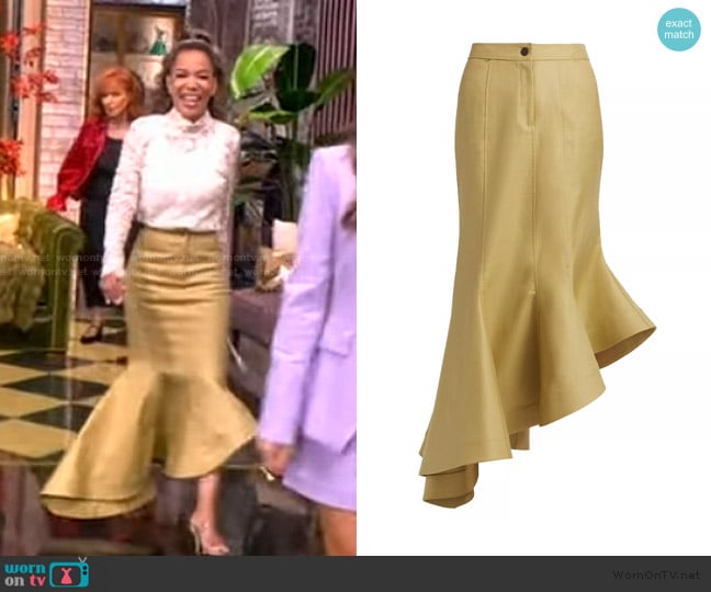 Rosie Assoulin Wave Asymmetric Cotton-Twill Maxi Skirt worn by Sunny Hostin on The View