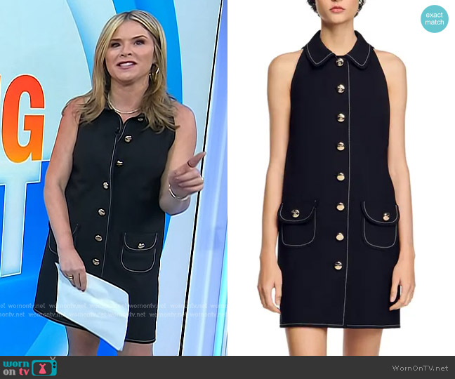 Sandro Melodie Mini Shift Dress in Black worn by Jenna Bush Hager on Today