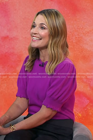 SAvannah’s purple puff sleeve sweater on Today