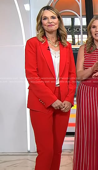 Savannah’s red blazer and cropped pants on Today