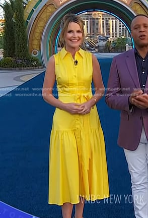 Savannah’s yellow sleeveless shirtdress on Today