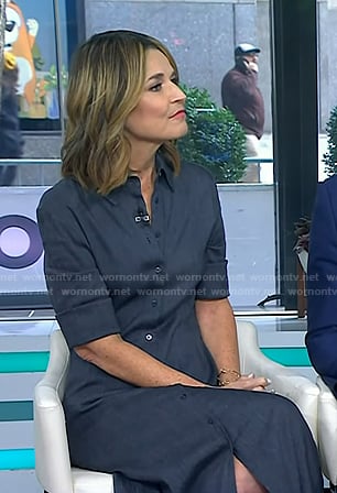Savannah’s navy midi shirtdress on Today
