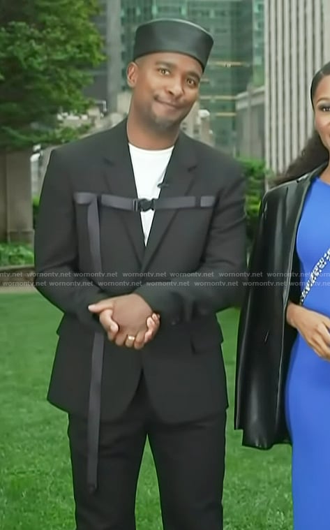Scott’s black buckle detail blazer on Access Hollywood