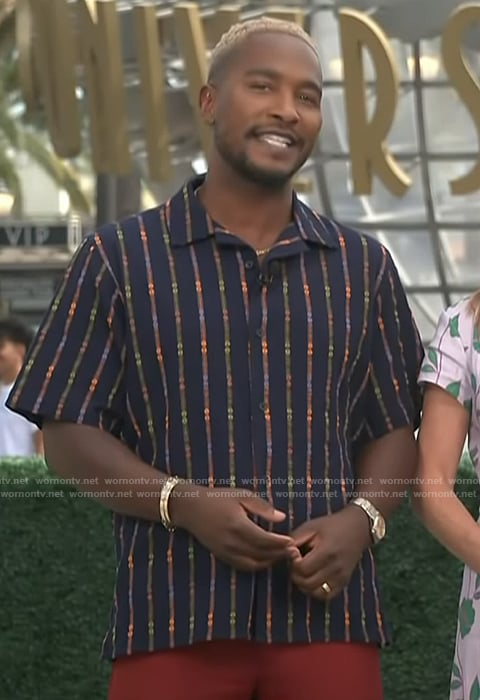 Scott’s multicolored stripe shirt on Access Hollywood