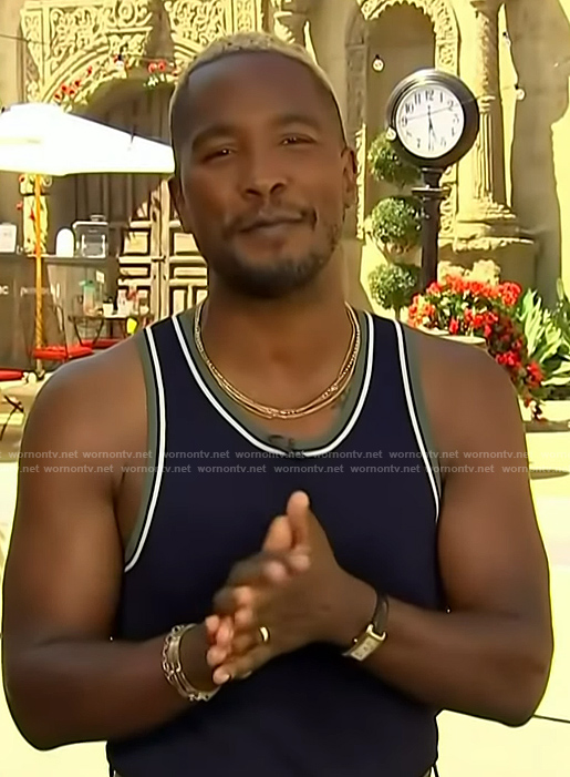 Scott’s stripe trim tank on Access Hollywood