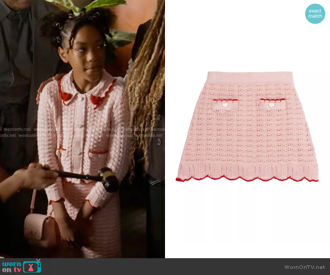 Self Portrait Girl's Textured Knit Heart Detail Skirt worn by Mara Driskell (Askyler Bell) on 9-1-1