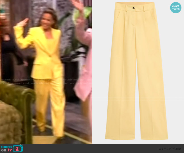 Sergio Hudson Pinstripe Wide Leg Wool Pants worn by Sunny Hostin on The View