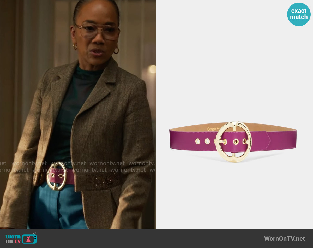 Sergio Hudson Signature Leather Buckle Belt worn by Amanda Wagner (Sonja Sohn) on Will Trent