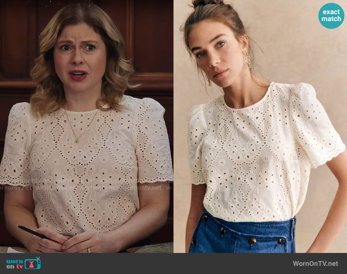 Sezane Annabelle Top worn by Sam (Rose McIver) on Ghosts