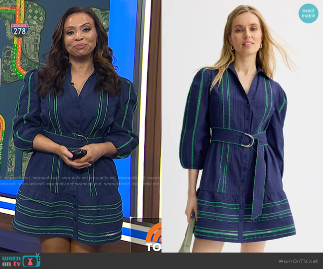 Shoshanna Towns Dress in Navy worn by Adelle Caballero on Today