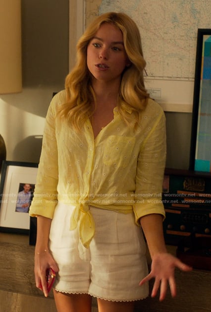 Simone’s yellow eyelet shirt on Sirens