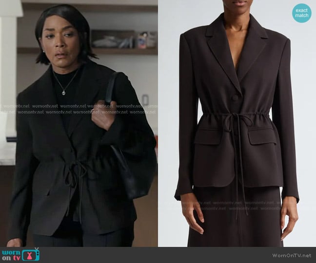 St John Fluid Satin Back Crepe Drawstring Blazer worn by Athena Grant (Angela Bassett) on 9-1-1