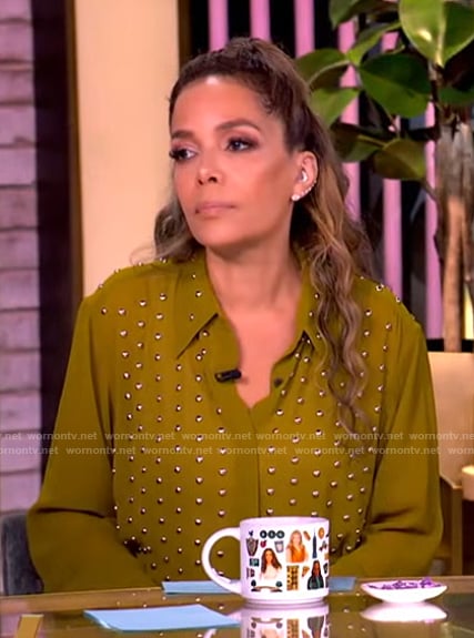 Sunny’s green studded blouse on The View