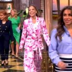 Sunny’s pink floral print blazer and pants on The View