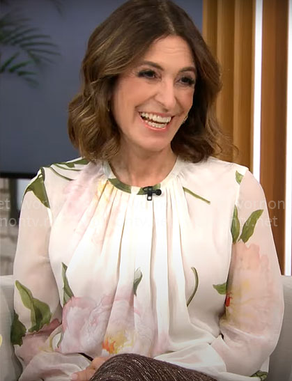 Suzy Welch’s floral blouse on CBS Mornings