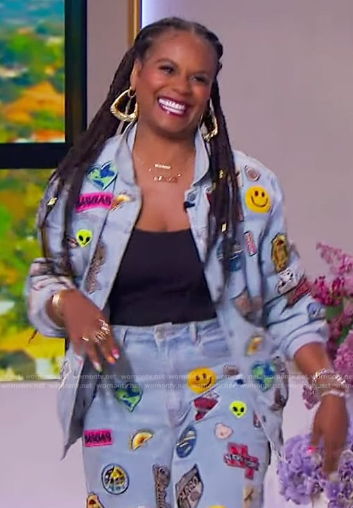 Tabitha’s patch denim jacket and jeans on The Jennifer Hudson Show
