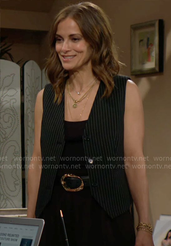 Taylor’s black pinstripe vest on The Bold and the Beautiful