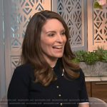 Tina Fey’s navy contrast trim polo on Access Hollywood