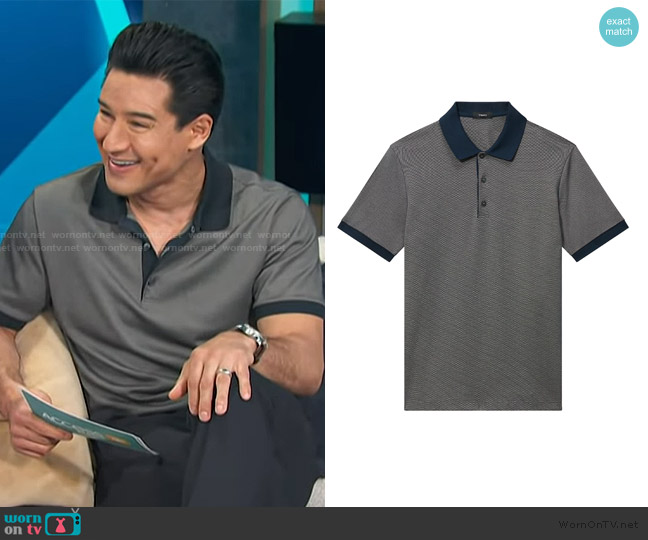 Theory Geo Mod Jacquard Polo worn by Mario Lopez on Access Hollywood