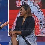 Tiffany Reid’s mixed media denim blazer and wrap denim skirt on Today