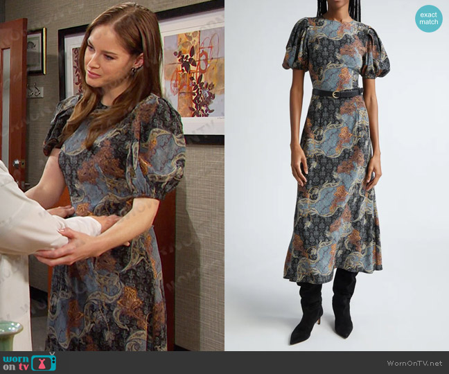 Ulla Johnson Calais Dress in Azure worn by Stephanie Johnson (Abigail Klein) on Days of our Lives