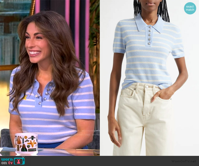 Veronica Beard Brandt Striped Cashmere Polo Sweater worn by Alyssa Farah Griffin on The View