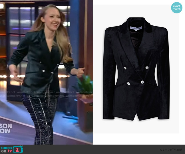 Veronica Beard Elam Dickey Velvet Blazer worn by Natasha Hodgson on The Kelly Clarkson Show