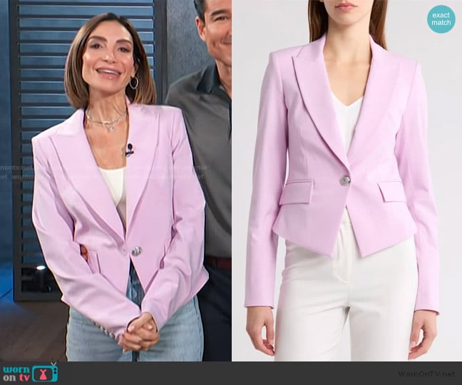 Veronica Beard Hosanna Crop Dickey Jacket worn by Courtney Lopez on Access Hollywood