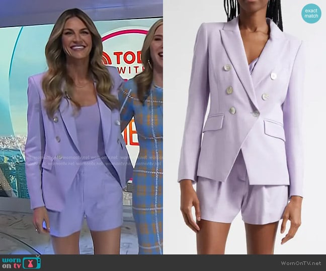 Veronica Beard Elbe Pleated Shorts in Soft Lilac worn by Erin Andrews on Today