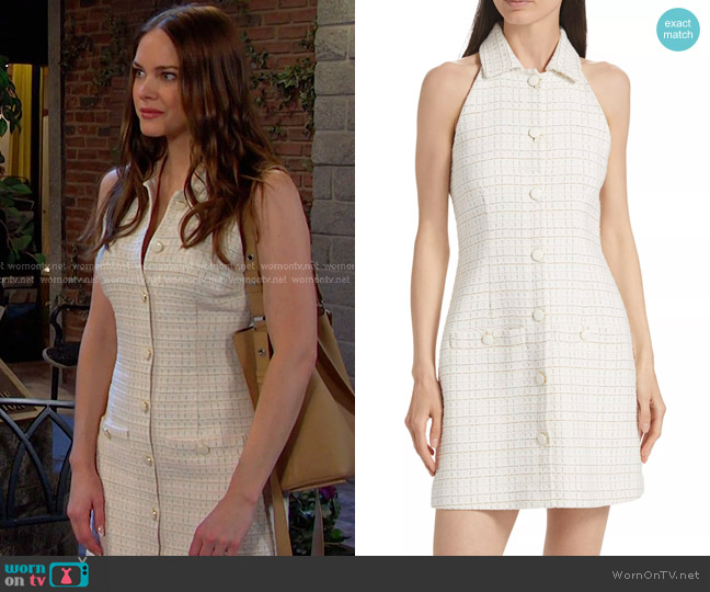 Veronica Beard Roxanne Grid Sleeveless Minidress worn by Stephanie Johnson (Abigail Klein) on Days of our Lives