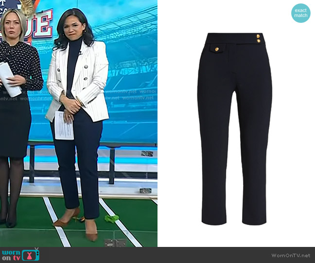 Veronica Beard Renzo Ankle Crop Pants in Navy worn by Laura Jarrett on Today
