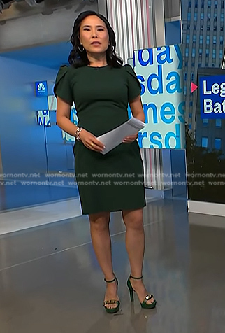 Vicky’s green studded heel sandals on NBC News Daily