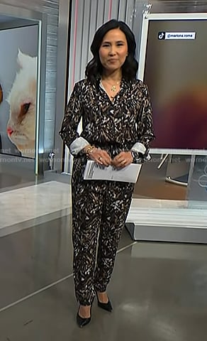 Vicky’s black print jumpsuit on NBC News Daily