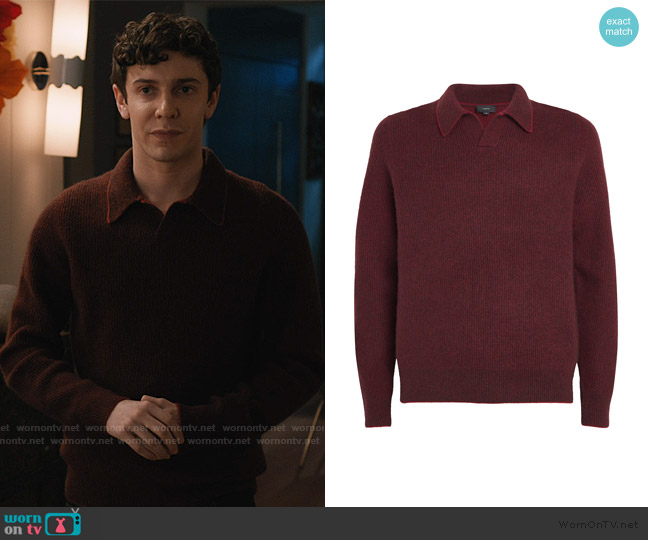 Vince Cashmere Polo Collar Sweater worn by Teddy Tascioni (Ben Levi Ross) on Elsbeth