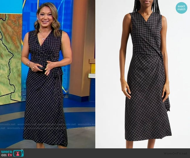 Vince Trellis Plaid Wrap Dress worn by Ginger Zee on Good Morning America