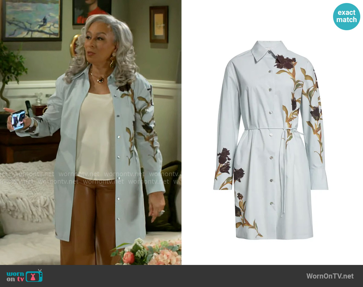 Vince Placed Black Iris Long Sleeve Cotton Shirtdress worn by Anita Dupree (Tamara Tunie) on Beyond the Gates