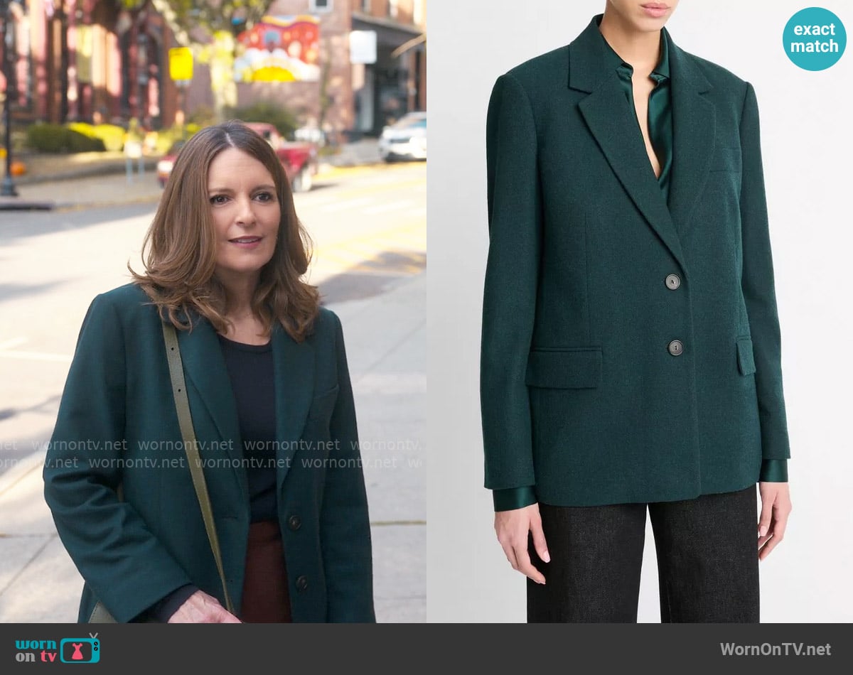 Vince Italian Wool-Blend Flannel Blazer worn by Kate (Tina Fey) on The Four Seasons